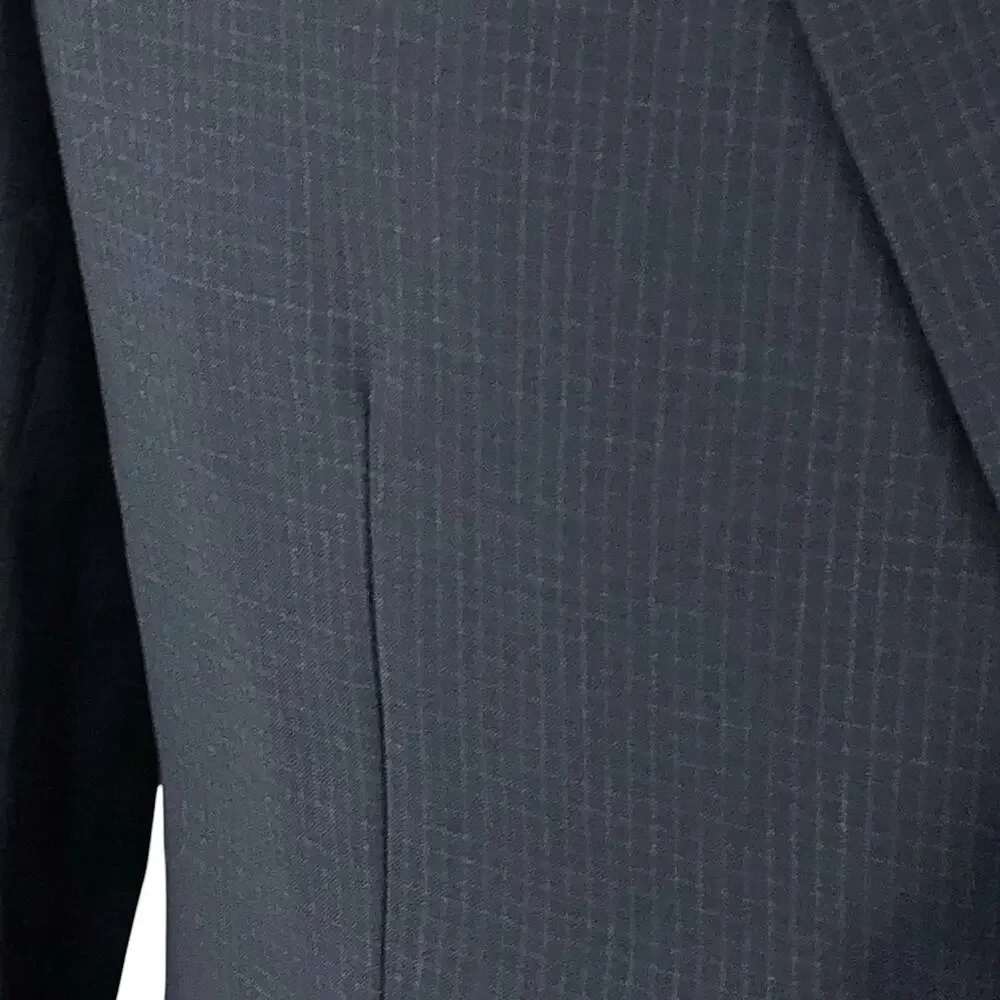 Theory Mens Size 40R Sport Coat Wellar Blazer Jacket Slim Fit Micro Check Black